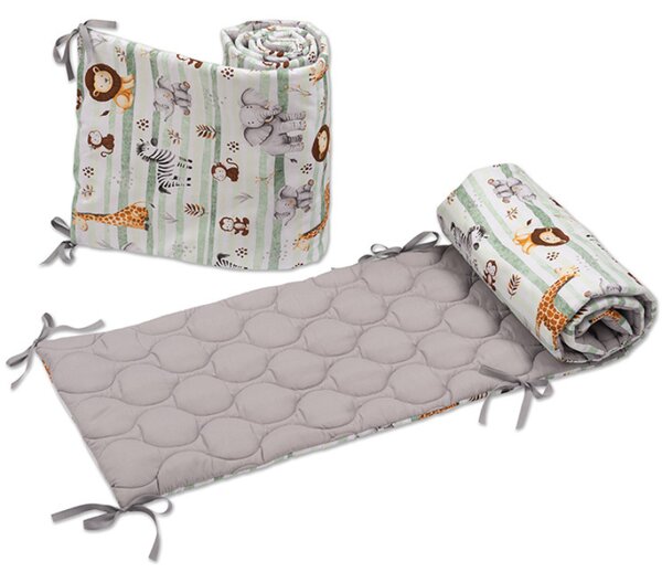 Set 2 aparatori laterale matlasate patut 120x60 cm Kidizi Safari Deluxe – protectie laterala completa, inaltime 35 cm