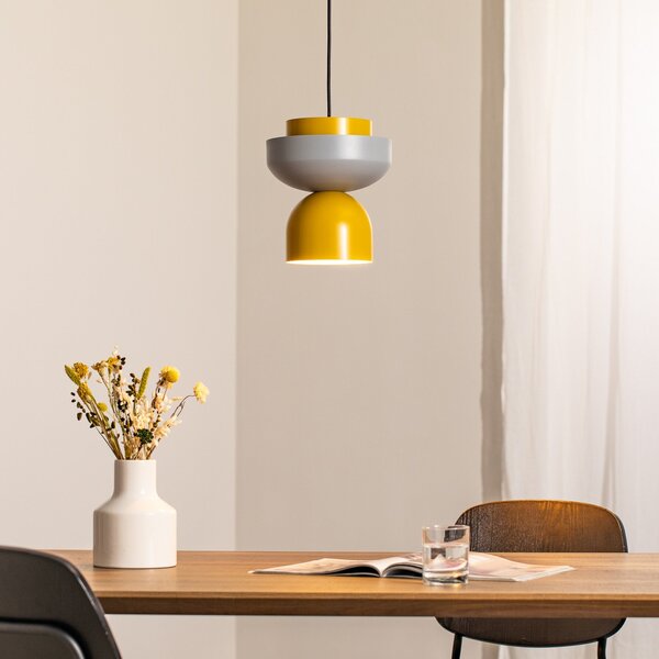 ALDEX Lampă suspendată Ulia, galben/gri, abajur metalic, reglabil, Multicolor, Camera de zi / sufragerie, Metal, Modern