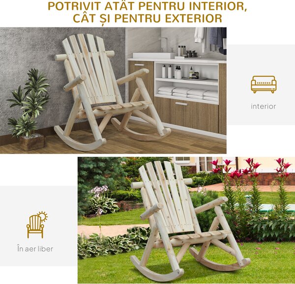 Outsunny Scaun Balansoar de Gradina stil Adirondack din Lemn 96x66x98cm | Aosom Ro