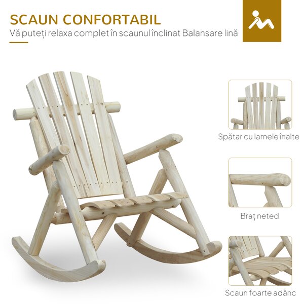 Outsunny Scaun Balansoar de Gradina stil Adirondack din Lemn 96x66x98cm | Aosom Ro