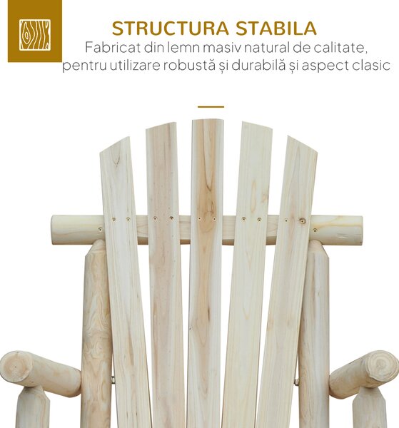Outsunny Scaun Balansoar de Gradina stil Adirondack din Lemn 96x66x98cm | Aosom Ro