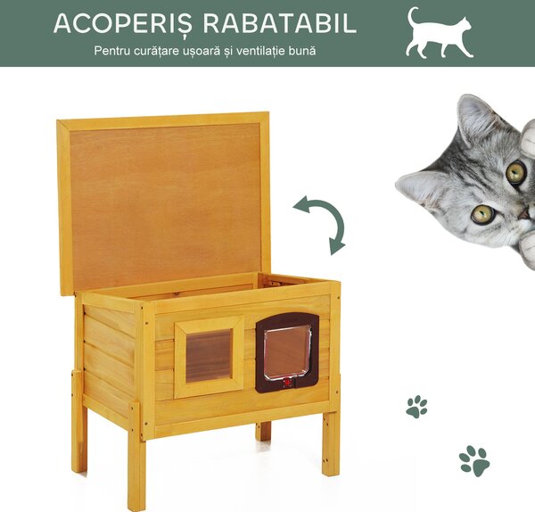PawHut Cușcă pentru Animale Domestice din Lemn de Brad, 70x51.5x60cm | Aosom Romania