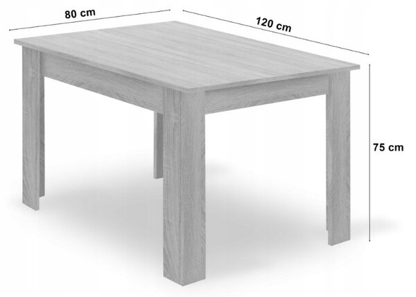 Set de masa 1 + 4, masa UMEKO 120x80 cm stejar sonoma + scaun de catifea roz KARA