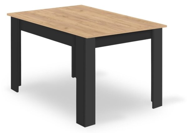 Set de masa 1 + 4, masa MADO 120x80 cm neagra/stejar artisan + scaun negru catifea LAVA cu picioare negre
