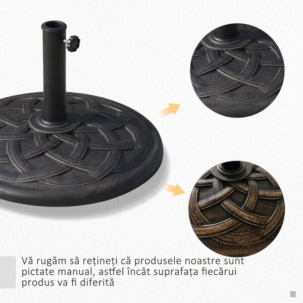 Baza pentru Umbrela de Gradina Outsunny din Rasina, Φ54.5cm 19kg, Bronz | Aosom Romania