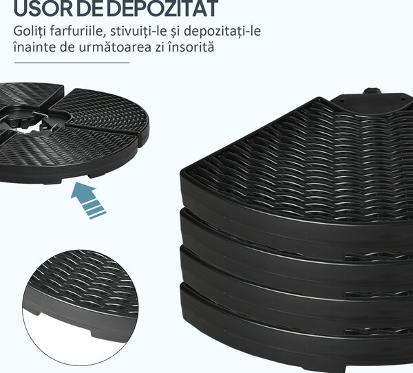 Outsunny Set 4 Greutăți Fixare Consolă pentru Umbrele de Grădină Tip Banană, Sistem de Prindere Sigur | Aosom Romania