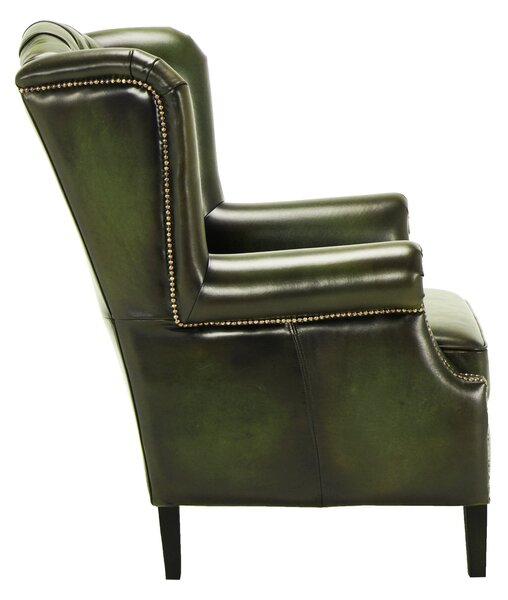 Fotoliu din piele Chesterfield Hemingway Moss Vintage MossGreen