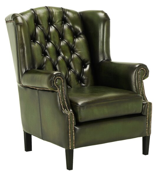 Fotoliu din piele Chesterfield Hemingway Moss Vintage MossGreen