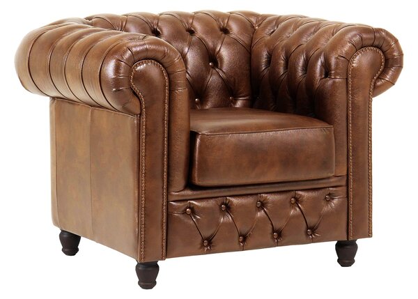 Fotoliu din piele Chesterfield Fleming DarkBrown