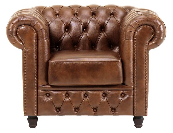 Fotoliu din piele Chesterfield Fleming DarkBrown