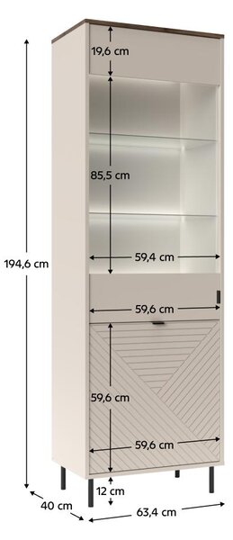 Vitrină Explicaba 2 (cashmir + stejar castello) . 1116333