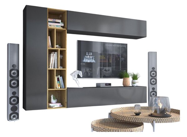 Mobilier living Londria (Gri + Gri + stejar artisan). 1053938
