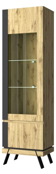 Vitrina STREET, stejar navarra, PAL laminat, 56x40x200 cm
