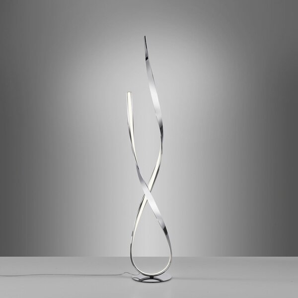 Paul Neuhaus Lampadar LED Linda, crom, metal, dimabil, reglabil, Metalic, Camera de zi / sufragerie, Aluminiu, Modern