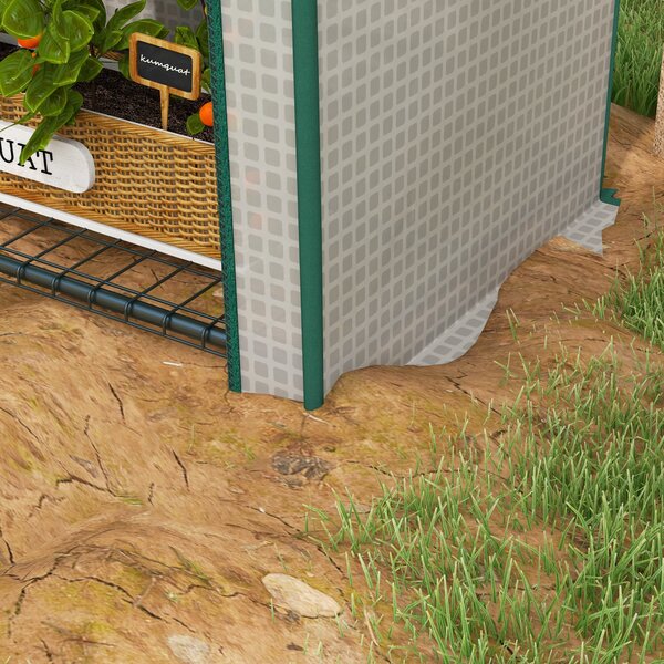 Outsunny Sera de Gradina cu Rafturi din Metal si Copertina din PE, Sera pentre Legume cu Usa Rulou 80x49x160cm, Verde | Aosom Romania