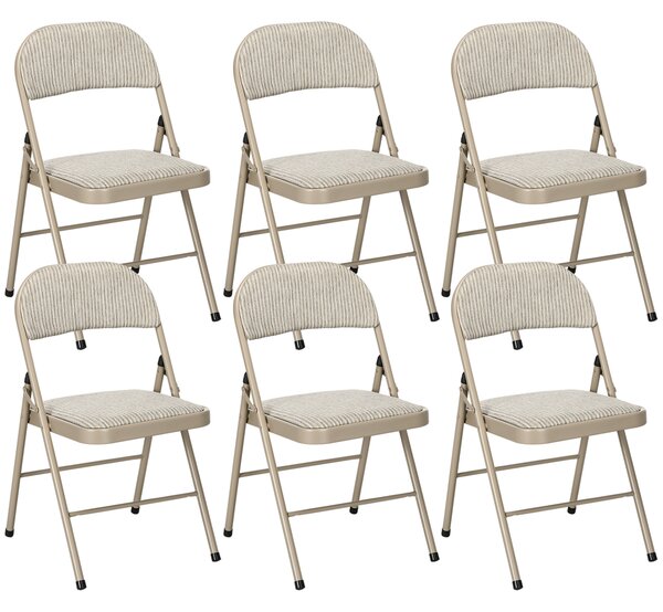 HOMCOM Set de 6 Scaune Pliabile din Metal, Scaune Pliabile din Interior cu Șezut Tapițat din Piele PU și Spătar Deschis | Aosom Romania
