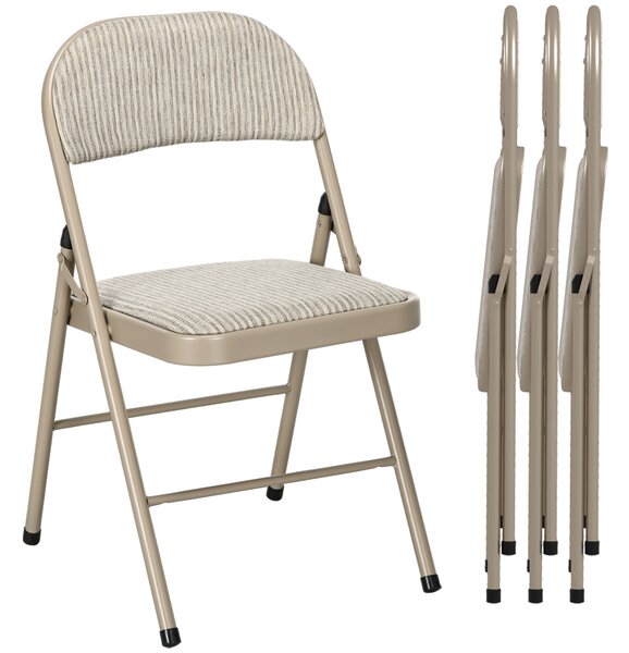 HOMCOM Set de 4 Scaune Pliabile, Scaune Moderne cu Perne din Poliester pentru Acasă și Birou, 45x46x78 cm, Bej | Aosom Romania