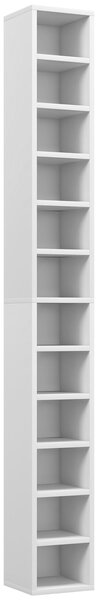HOMCOM Raft Bibliotecă pentru CD-uri cu 12 rafturi, din MDF și panou aglomerat, 21x20x175 cm, Alb | Aosom Romania
