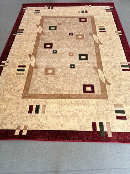 Covor Clasic Sufragerie Dormitor, Model Lotos 579 120, Crem Rosu 200x300