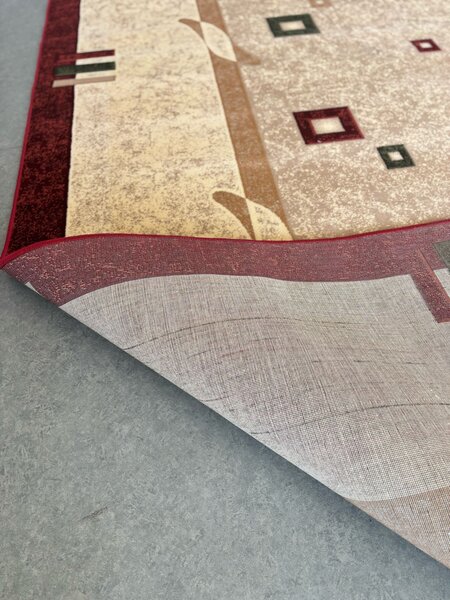 Covor Clasic Sufragerie Dormitor, Model Lotos 579 120, Crem Rosu 200x300