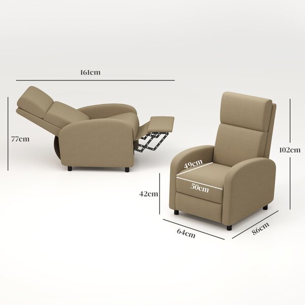 Fotoliu Relax HOMCOM Înclinabil Manual la 160° cu Suport pentru Picioare, Fotoliu Ergonomic Tapițat în Material Efect de In pentru Dormitor, Birou, Living și Sufragerie, Bej | Aosom Romania