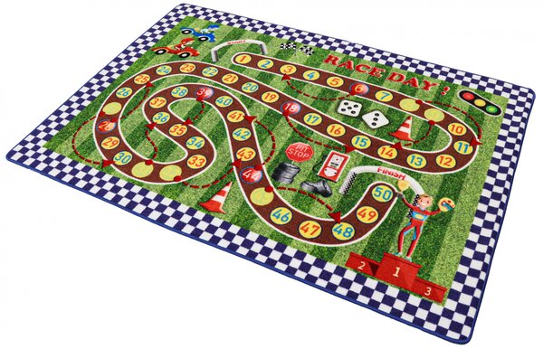 Covor Copii, Antiderapant, Racing Game,133x190 cm Multicolor, Dreptunghi, 133 x 190