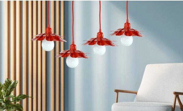 Bohemia-Design - Lustră pe cablu 1xE27/60W/230V, roșie