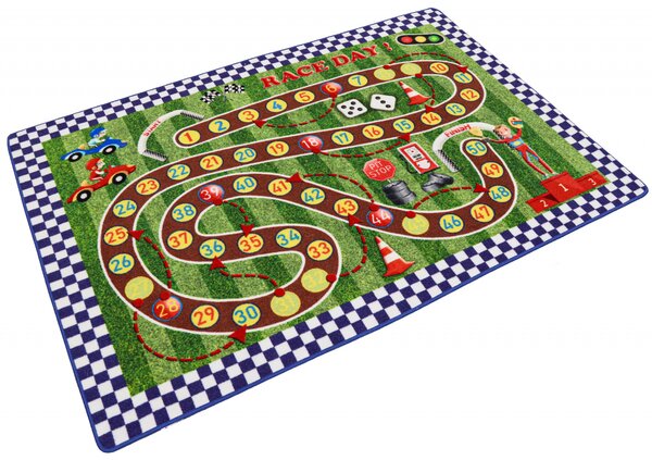 Covor Copii, Antiderapant, Racing Game,133x190 cm Multicolor, Dreptunghi, 133 x 190