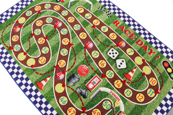 Covor Copii, Antiderapant, Racing Game,133x190 cm Multicolor, Dreptunghi, 133 x 190