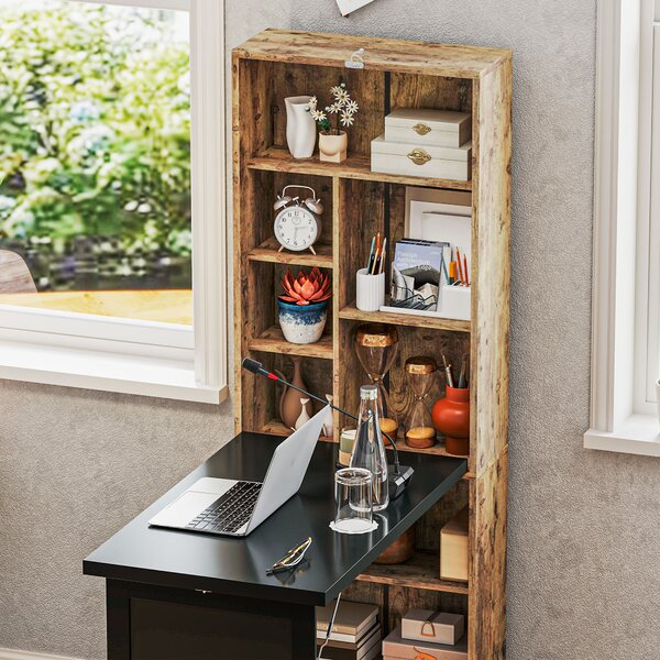 HOMCOM Birou Modern Pliabil cu Bibliotecă și Tablă, din Lemn și Metal, 98x51x153 cm, Maro Rustic | Aosom Romania
