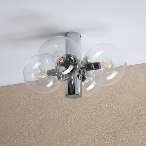 Plafonieră SFERIO 4xE14/5W/230V crom lucios/sticlă transparentă