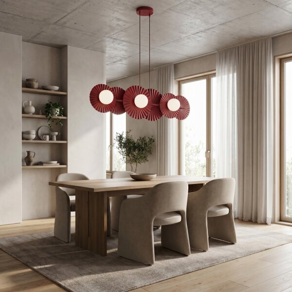 Candelabru suspendat pe cablu UMBRA, 6 x socluri G9, 8 W, 230 V, roșu
