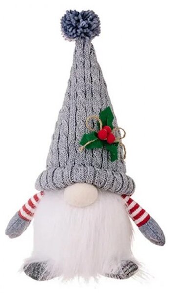 Gnom de Craciun luminos cu baterie FROSTIE 28 cm, gri