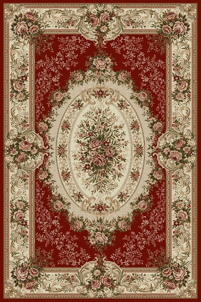 Covor Sufragerie, Model Lotos 1529 210, Rosu Grena Rosu, Dreptunghi, 60x110