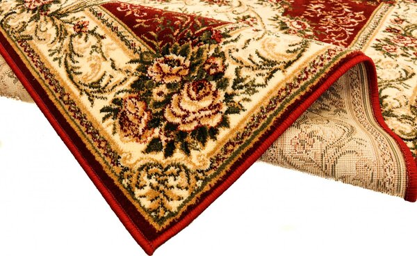 Covor Sufragerie, Model Lotos 1529 210, Rosu Grena Rosu, Dreptunghi, 60x110