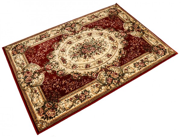Covor Sufragerie, Model Lotos 1529 210, Rosu Grena Rosu, Dreptunghi, 60x110