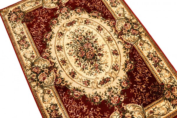 Covor Sufragerie, Model Lotos 1529 210, Rosu Grena Rosu, Dreptunghi, 60x110