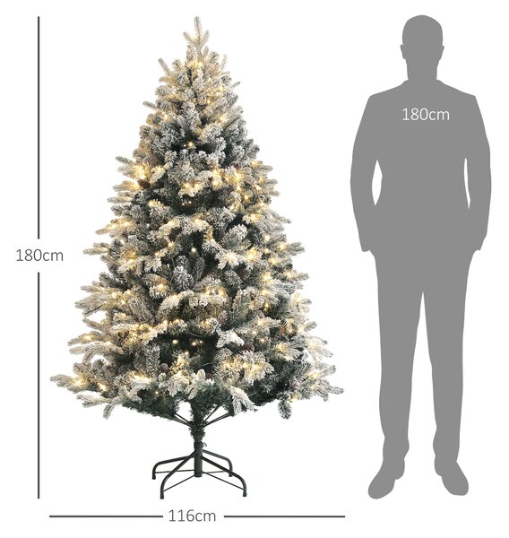 HOMCOM Brad de Crăciun Artificial cu 200 luminițe LED, 793 Ramuri, Crengi Pliabile și Bază Pliabilă, Ø116x180 cm, Verde | Aosom Romania