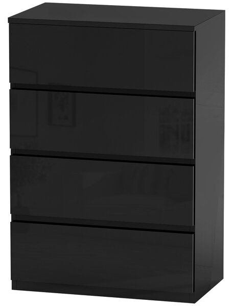 HOMCOM Comodă cu 4 sertare Comodă de stil modern pentru dormitor intrare living 55x34x80 cm Negru | Aosom Romania