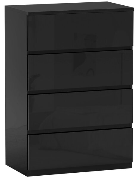 HOMCOM Comodă cu 4 sertare Comodă de stil modern pentru dormitor intrare living 55x34x80 cm Negru | Aosom Romania