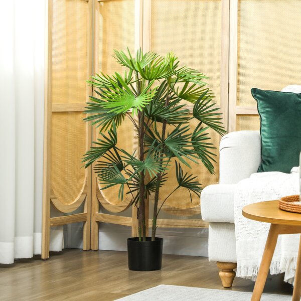 HOMCOM Plantă artificială de 90 cm din plastic verde cu ghiveci de Ø16.5x13.5 cm | Aosom Romania
