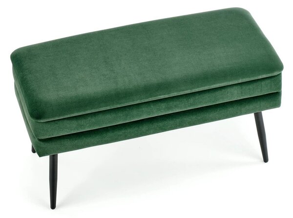 Bancheta hol tapitata VELVA, stofa catifelata verde inchis, 78x35x40 c