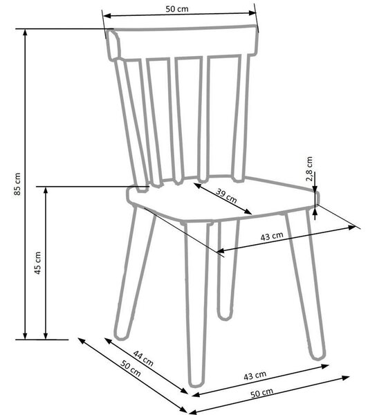 Scaun bucatarie lemn alb BARKLEY, 44x50x86 cm