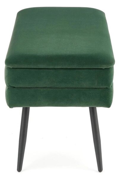 Bancheta hol tapitata VELVA, stofa catifelata verde inchis, 78x35x40 c