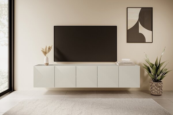 Comodă TV suspendată Asha 200 cm cu front striat - casmir
