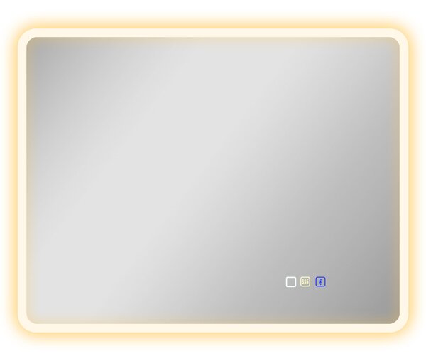 HOMCOM Oglindă de baie LED bluetooth 70 x 90 cm interruptor tactil lumină reglabilă 3 culori anti-abur memorie argintiu | Aosom Romania