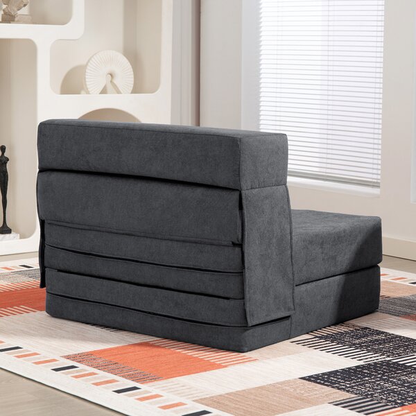 HOMCOM Fotoliu Pat Single Pliabil Modern, Fotoliu de Podea Compact Convertibil în Șezlong și Saltea, Pat pentru Living, Cameră de zi și Birou, 80x80x64 cm, Gri Închis | Aosom Romania