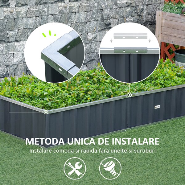 Outsunny Pat de Gradina Inaltat din Otel, 74x90x30cm | Aosom Ro