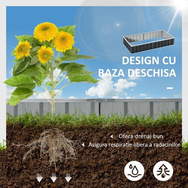Outsunny Pat de Gradina Inaltat din Otel, 74x90x30cm | Aosom Ro