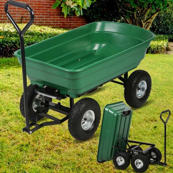 Carucior de gradina, sarcina maxima 300 kg, cupa rabatabila, maner lung cu burete antiderapant